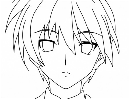 Anime Boys Head Coloring Page - ColoringBay