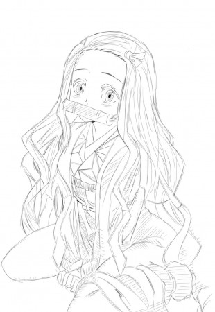 Printable Nezuko Kamado Coloring Pages - Anime Coloring Pages