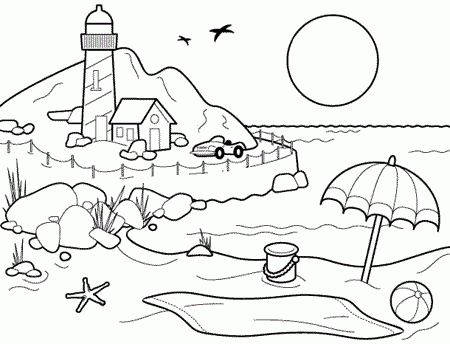 Summer Beach Coloring Pages Printable For Preschoolers | Season ...