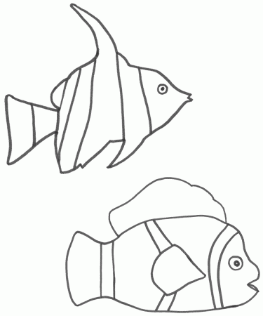 Angel Fish and Clown Fish - Coloring Page (Fish)