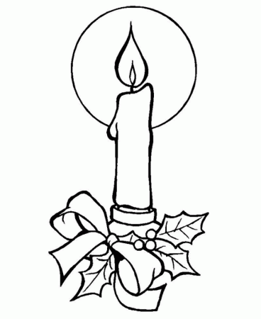 Christmas Candles Coloring pages - Christmas Candle halo and holly 