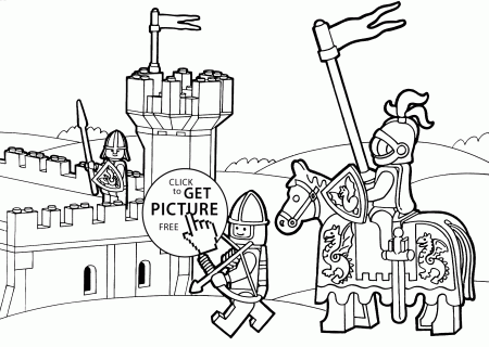 Lego Duplo knights coloring page for kids, printable free. Lego Duplo