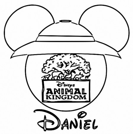 Animal Kingdom Mickey Face Silhouette Coloring Page | Wecoloringpage