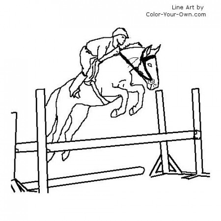 Warmblood Jumping Horse under saddle Coloring Page