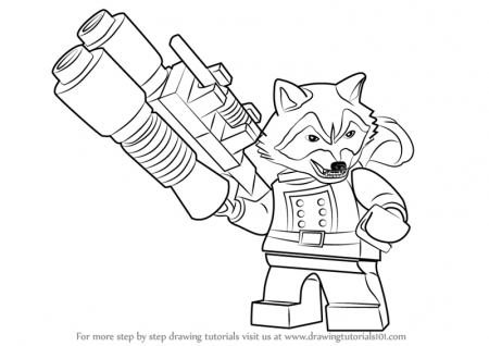 Learn How to Draw Lego Rocket Raccoon (Lego) Step by Step : Drawing  Tutorials