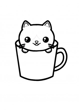Kawaii Cat Teacup coloring page | Kitty coloring, Cat coloring page, Kids  printable coloring pages