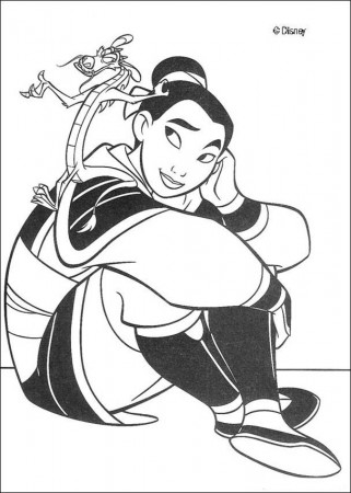 Mulan coloring pages - Fa Mulan and Mushu the guardian of the Fa ...