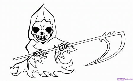 Grim Reaper Draw Easy Coloring Pages