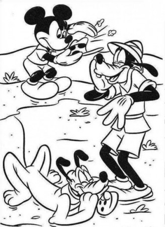 Mickey Mouse Safari on the Desert with Pluto and Goofy Coloring ...