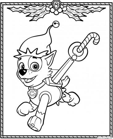 Paw Patrol Holiday Christmas Rocky Coloring Pages Printable