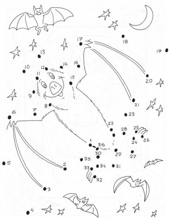 Bat dot to dot (With images) | Halloween coloring pages, Halloween ...