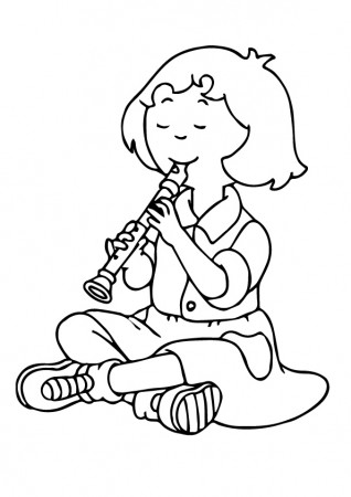 Sarah Playing The Flute Coloring Page - Free Printable Coloring ...