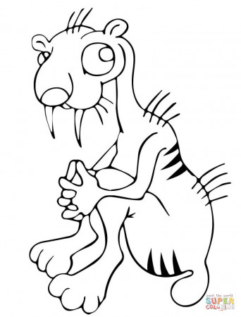 Funny Saber Tooth Tiger coloring page | Free Printable Coloring Pages
