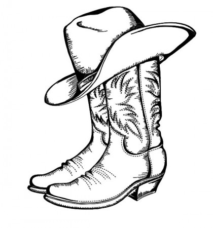 Cowboy Boots And Hat Coloring Page