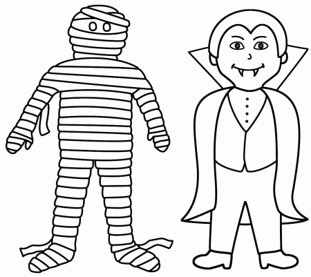 Mummy with a vampire - Coloring Page (Halloween)
