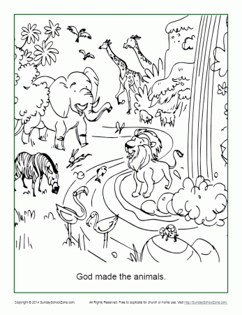 God Made the Animals Coloring Page