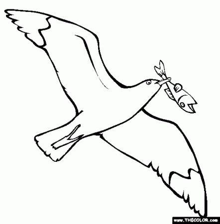 100% Free Bird Coloring Pages. Color in this picture of a Flying Seagull  and others with our library o… | Bird coloring pages, Online coloring pages,  Coloring pages
