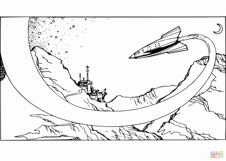 Vintage Spaceship coloring page | Free Printable Coloring Pages