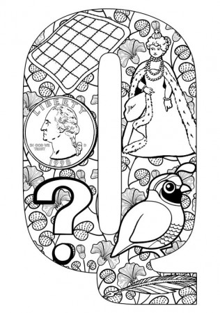 Letter Q - Alphabet Coloring Page For Adults
