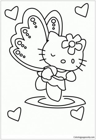 Hello Kitty Angel 1 Coloring Page - Free Coloring Pages Online