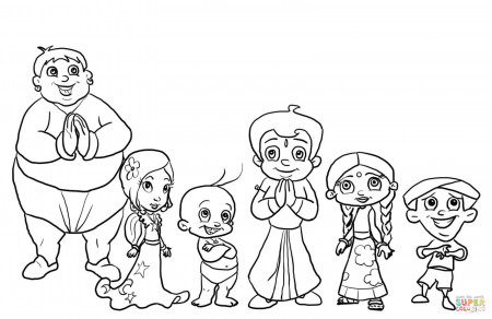 Chhota Bheem Characters coloring page | Free Printable Coloring Pages