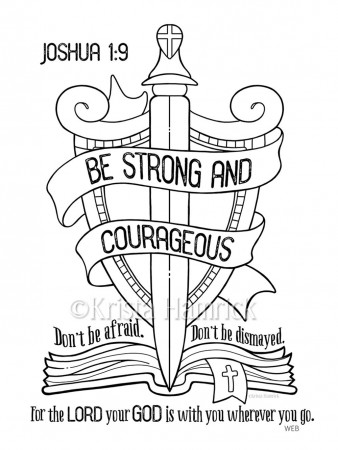 Be Strong and Courageous Coloring Page 8.5X11 Bible Journaling - Etsy