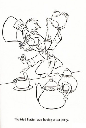 The Mad Hatter was Having a Tea Party Coloring Page | Alice in wonderland  drawings, Disney coloring pages, Alice in wonderland tea party