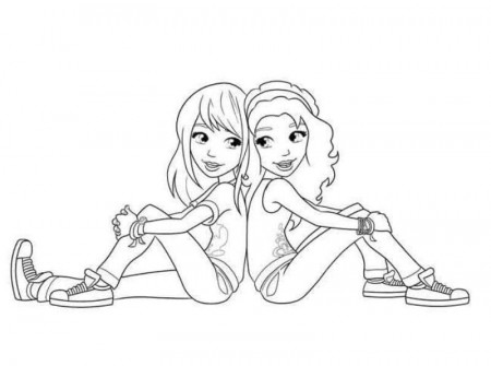 Cartoon Best Friends Coloring Page - Free Printable Coloring Pages for Kids
