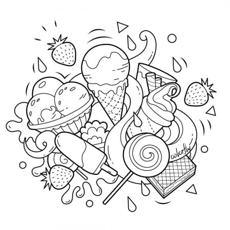 ColorFly #Freebie Its time for some sweet treat! Enjoy the #icecream and  #waffle by coloring them up! You … | Cute doodle art, Cute coloring pages, Coloring  pages