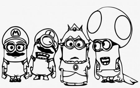 Four Minion Mario Coloring - Super Mario Coloring Pages - Free Transparent  PNG Download - PNGkey