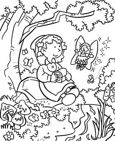 Fairy Give Treasure Chest In Garden Coloring Pages : Color Luna