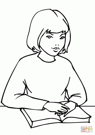 School Girl coloring page | Free Printable Coloring Pages