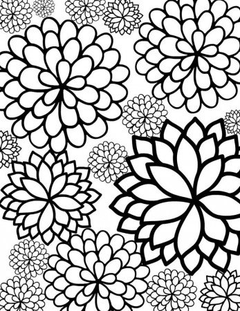 Bursting Blossoms Flower Coloring Page | Flower coloring pages ...