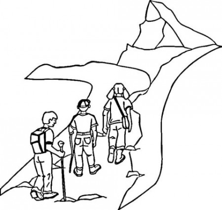 Mountain Hiking coloring page | Free Printable Coloring Pages