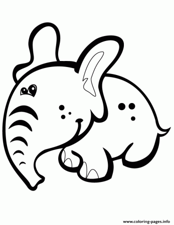 Cute Cartoon Baby Elephant Coloring Pages Printable