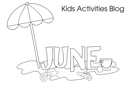 Beach Fun June Coloring Pages for Kids