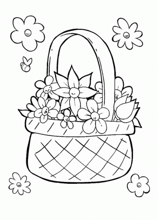 Perfect Basket of Flowers Coloring Pages | Best Place to Color