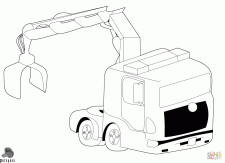 Truck with Crane coloring page | Free Printable Coloring Pages