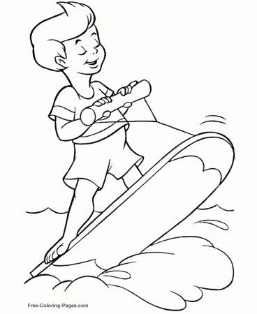 Summer Coloring Book Pages - Wakeboarding