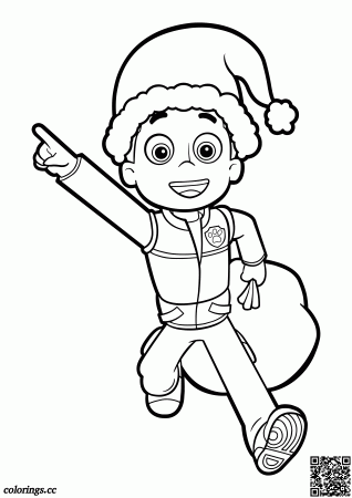 Ryder with a bag of gifts coloring pages, Paw patrol coloring pages -  Colorings.cc