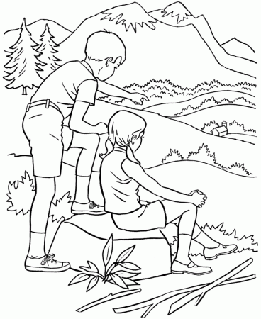 USA-Printables: National Park Coloring pages - Hiking in the National Parks