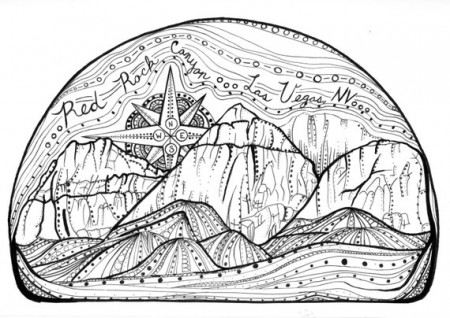 Red Rock Canyon Coloring Page Mountain Coloring Page Compass - Etsy