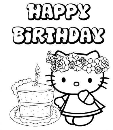 Hello Kitty Birthday Cake 1 Coloring Pages - Hello Kitty Coloring Pages - Coloring  Pages For Kids And Adults