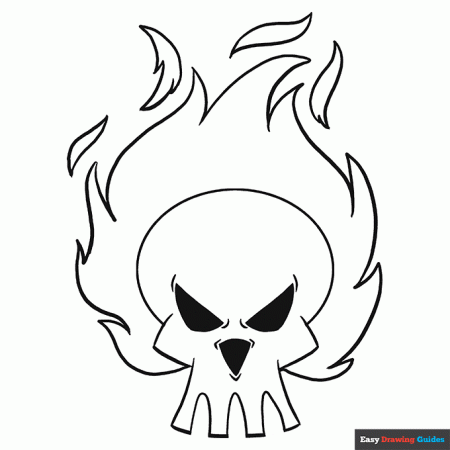 Flaming Skull Coloring Page | Easy Drawing Guides