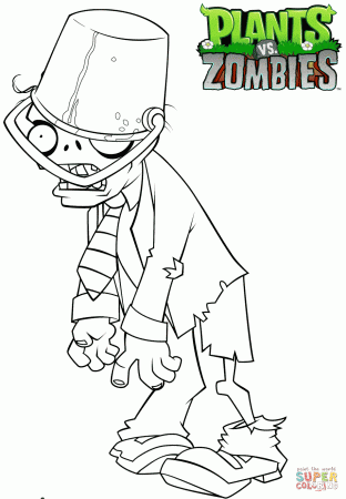Plants vs. Zombies Buckethead Zombie coloring page | Free ...