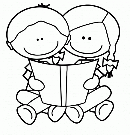 Children Reading Clip Art Kids We Coloring Page | Wecoloringpage
