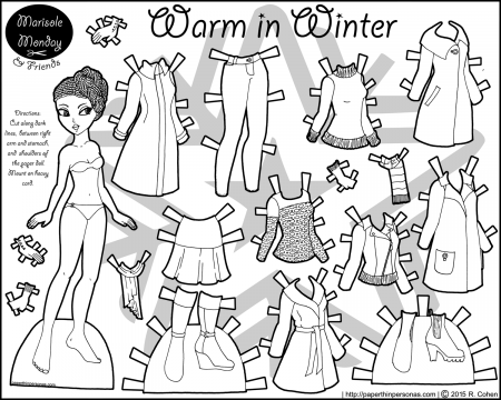 Warm in Winter: African-American Paper Doll Coloring Page ...