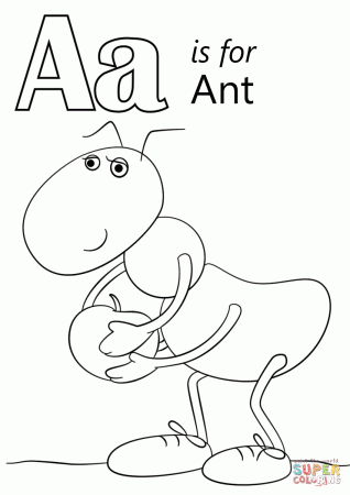 Letter A is for Ant coloring page | Free Printable Coloring Pages