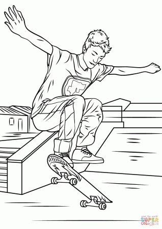 Skateboarding Trick coloring page | Free Printable Coloring Pages
