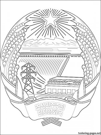 North Korea coat of arms coloring page | Coloring pages